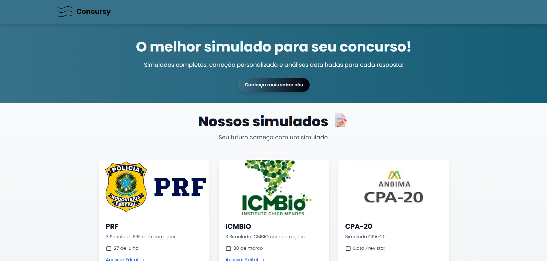 Concursy - Plataforma de Venda de simulados para concursos